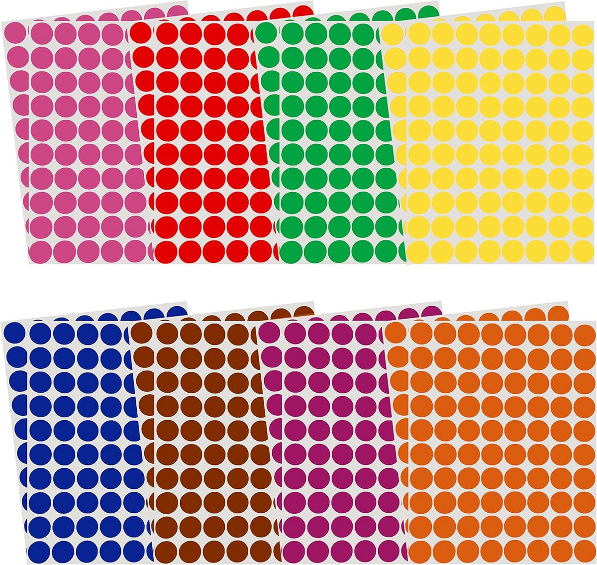 Ronde kleurcodering stickers - 13 mm, 1200 stuks