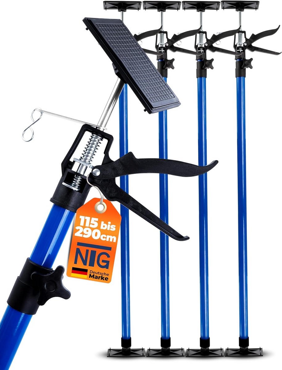 Eenhandssteun voor Droogbouw en Demontage - 115-290 cm, Draagvermogen tot 30 kg, 45° Hoek,