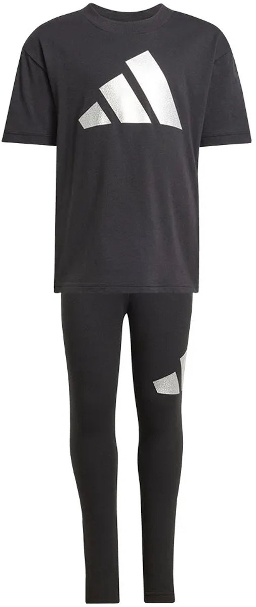 Adidas Seasonal Essentials Glam Cotton Trainingspak 5-6 Years Meisjes Zilver