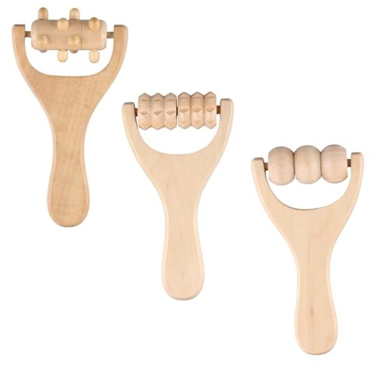 Houten Hand Roller Massager Set - 3 Stuks voor Spierontspanning en Zelfmassage