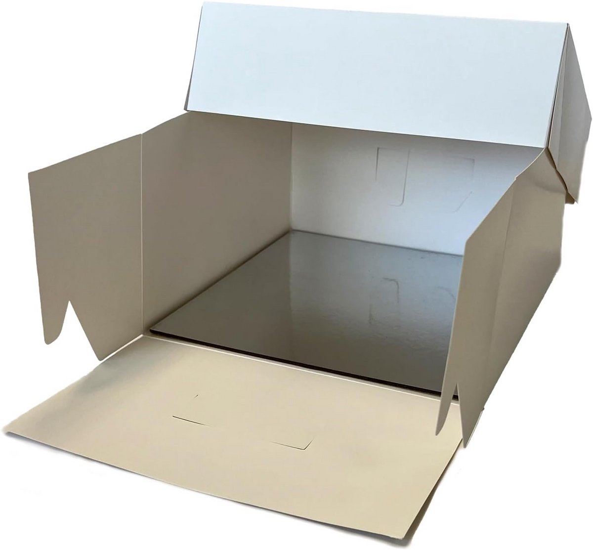 3 Taartdozen met Bijpassende Taartborden 25x25 cm - Goud/Zilver
