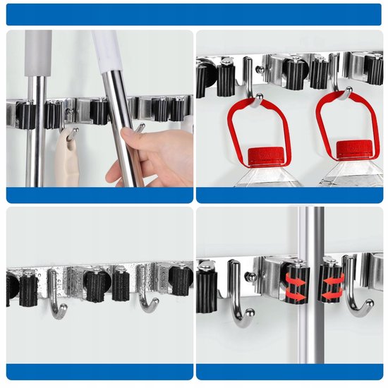 Bezemhouder - Opbergsysteem - Bezem Ophangsysteem - Ophanghaken - Tuingereedschap - Gereedschap Opbergen - 2 Stucks van Merkloos	 — afbeelding 4