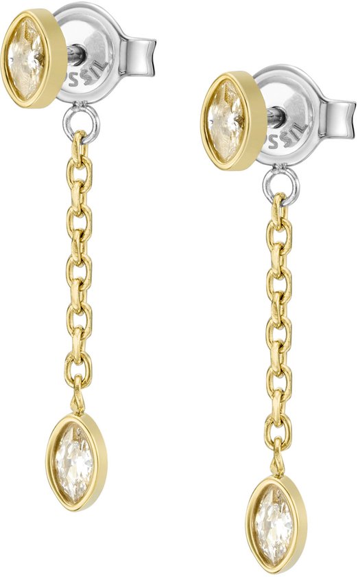 Fossil Ladies earrings made of brass or sterling silver with hoop closure