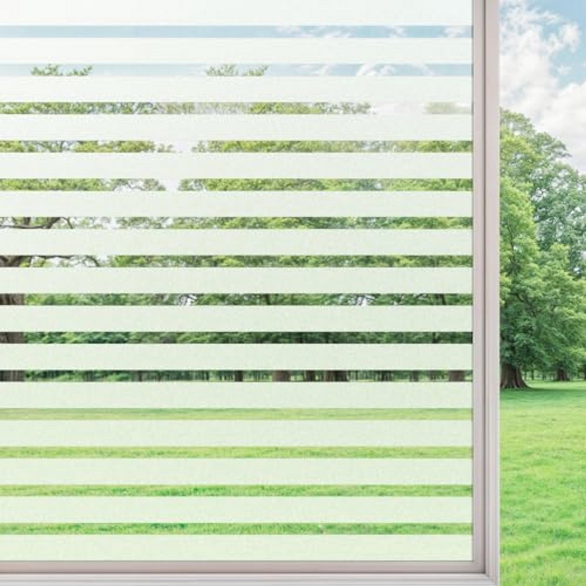 Raamfolie voor Privacy en Decoratie met Gestreept Patroon - Zelfklevende Matglasfolie voor