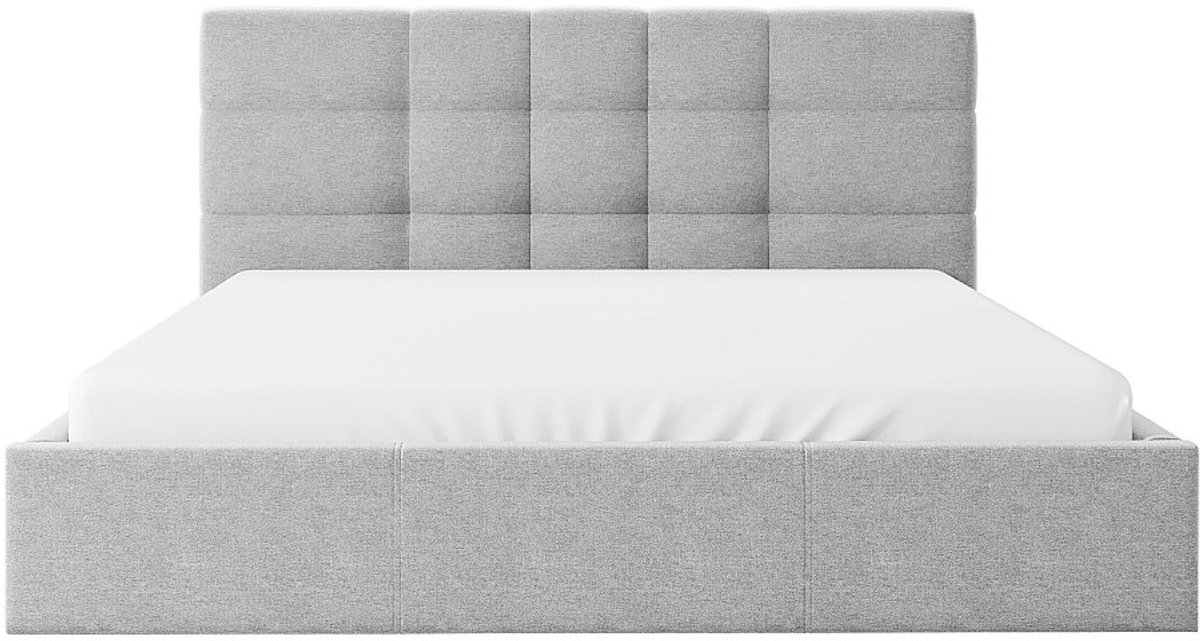 Vente-unique Bed met opbergruimte stof lichtgrijs 160 x 200 cm