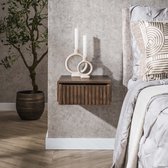 Hoyz Collection - Nachtkastje Carve Zwevend 1 Lade Verpakt Per 2 - Massief Acacia Bruin