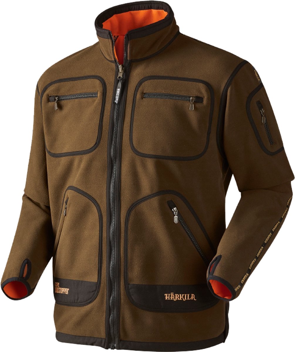 Härkila Kamko Fleecejack WIndbeater Windbreaker Winddichte Fleece Outdoor Fleece Scandinavische Fleece Hunting green/Orange blaze Maat -L
