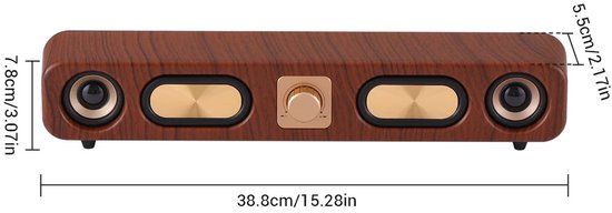 Retro draadloze soundbar met twee 2-inch subwoofers, Bluetooth-luidspreker Geschikt voor op het bureau van Merkloos — afbeelding 3