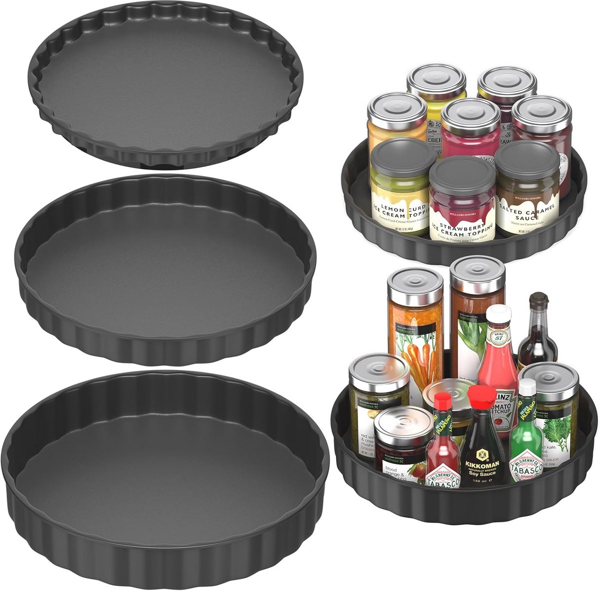 Draaiplateau Organizer 3 Stuks - Lazy Susan voor Koelkast en Keuken - Ruimtebesparend en Draaibaar