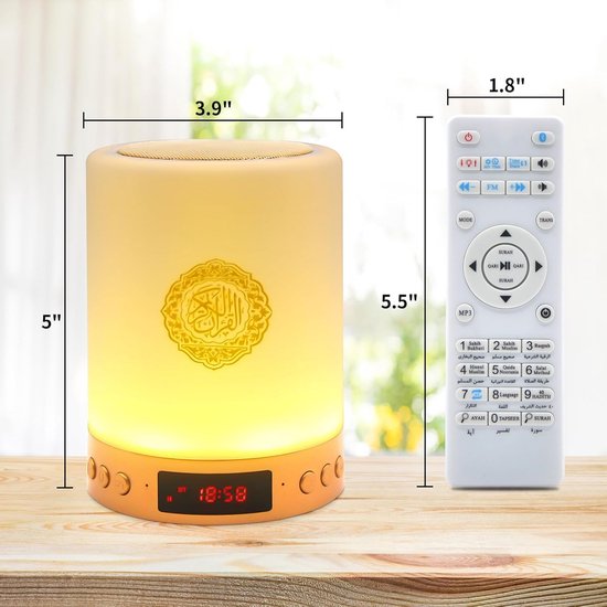 Draagbare Koran Speaker Lamp met Afstandsbediening - LED Bluetooth Touch Muziekspeler en Nachtlampje — afbeelding 2