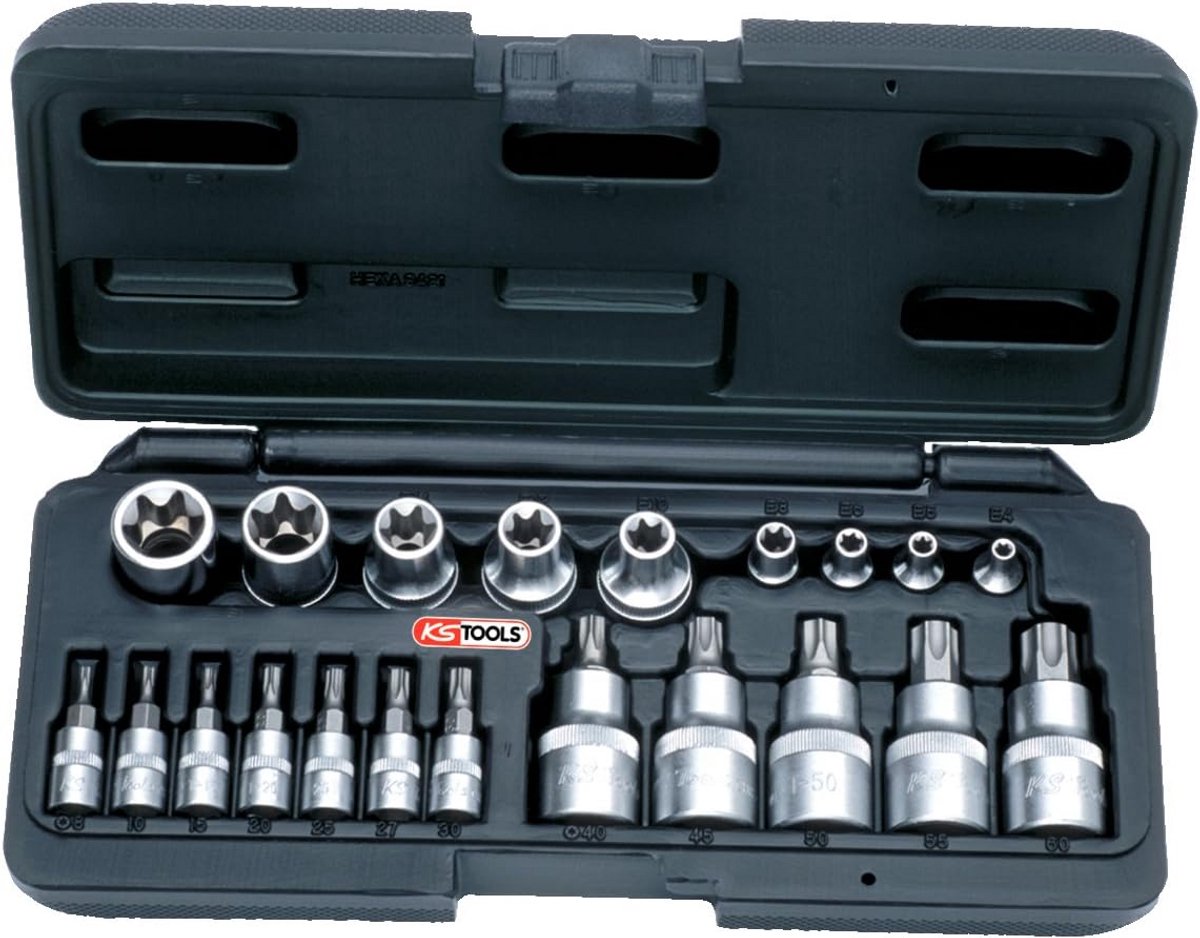 Gereedschapset Schroevendraaier Bits Torx 1/4 inch en 1/2 inch 21 Delen