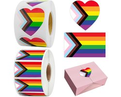 1000 stuks LGBTQ+ Trots Sticker Set - Regenboog Hart & Vlag - Glanzend Duurzaam - Auto, Ramen, Mokken, Laptops, Kleding