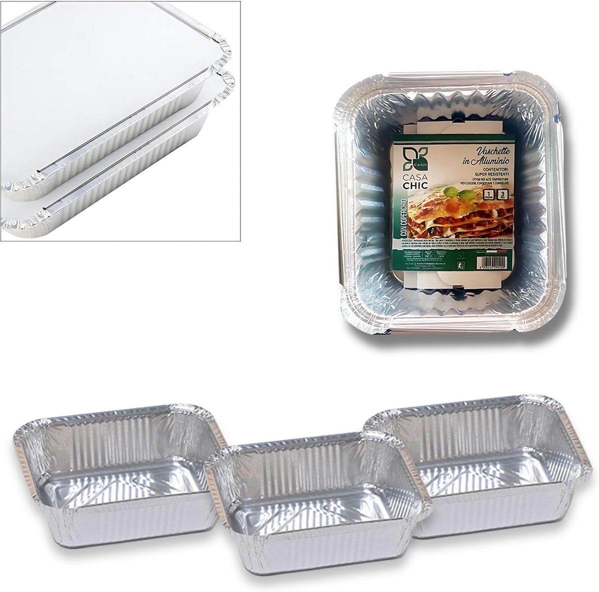 Aluminium wegwerpschalen met deksel voor oven en vriezer - 3 stuks