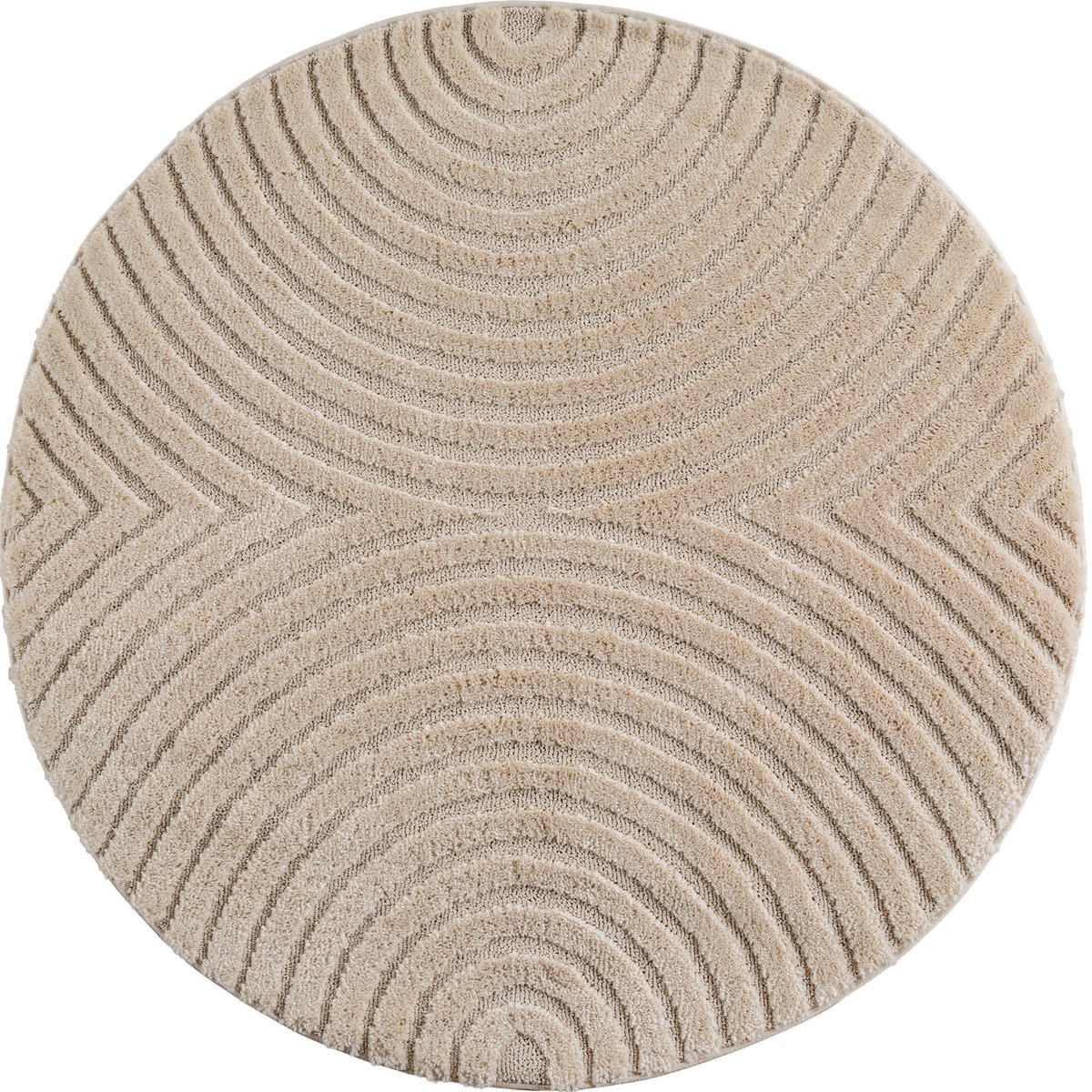 Muratap Japandi ART - Rond Scandinavisch Vloerkleed - Laagpolig Effen - Beige- 80 CM Ø