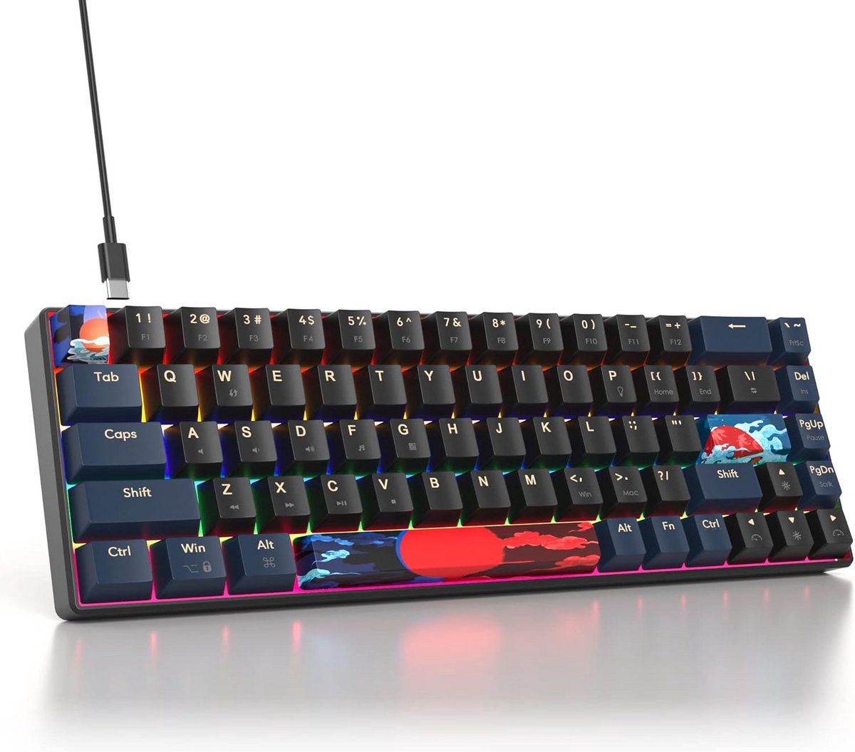 Gaming Toetsenbord 65% Mechanisch met Achtergrondverlichting voor Laptop en Desktop