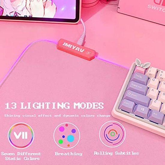 RGB Gaming Muismat LED Verlengd Antislip Rubber XL XXL 800 x 300 mm — afbeelding 5