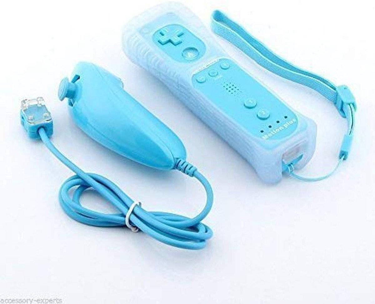 Wii Afstandsbediening en Nunchuk Set - Lichtblauw