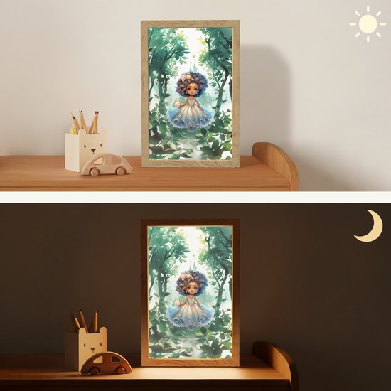Nachtlampje 20x30 cm - Kinder lampje - Prinses - Kasteel - Meiden - Bloemen - Tafellamp kinderkamer - Slaapkamer lamp - Bedlamp kinderen - Kinderlampje stopcontact - Wandlamp babykamer - Nachtlampjes van Smart Planet — afbeelding 4