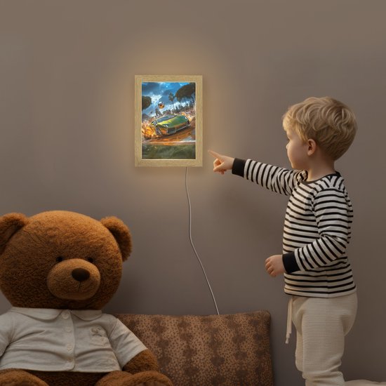 Nachtlampje 15x20 cm - Kinder lampje - Sportwagen - Groen - Voetbal - Tafellamp kinderkamer - Slaapkamer lamp - Bedlamp kinderen - Kinderlampje stopcontact - Wandlamp babykamer - Nachtlampjes van Merkloos — afbeelding 5
