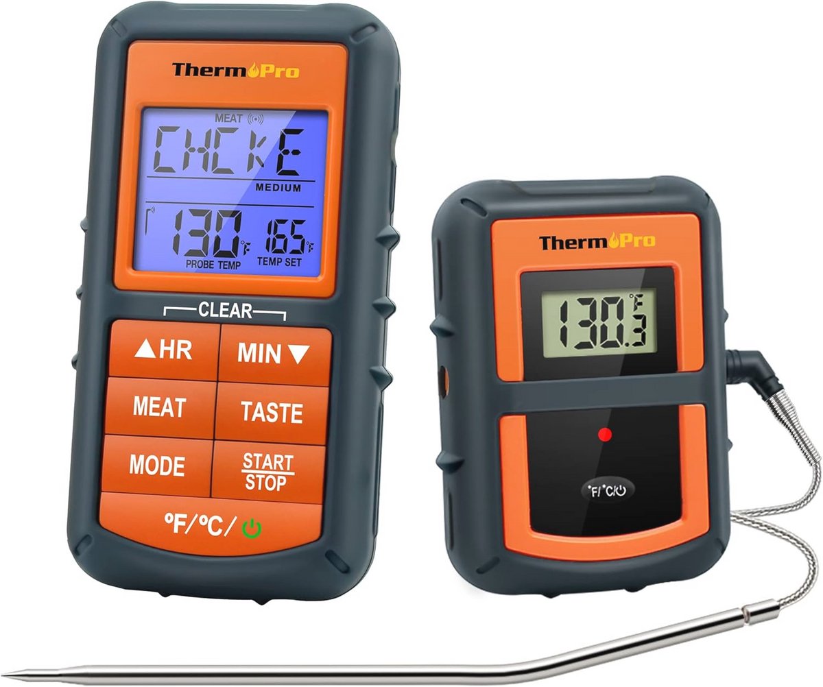 Draadloze Keuken Vleesthermometer met Timer en 300ft Bereik