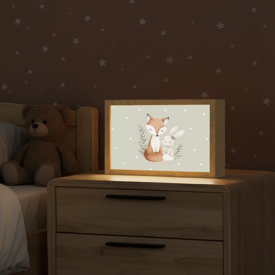 Nachtlampje 30x20 cm - Kinder lampje - Minimalistisch - Dieren - Bladeren - Stippen - Tafellamp kinderkamer - Slaapkamer lamp - Bedlamp kinderen - Kinderlampje stopcontact - Wandlamp babykamer - Nachtlampjes van Merkloos — afbeelding 2