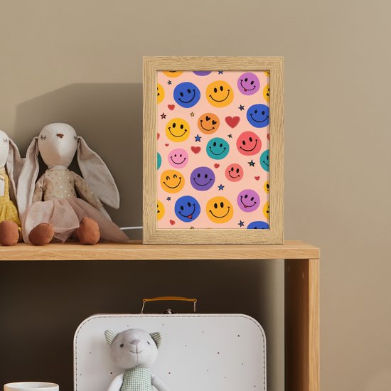 Nachtlampje 15x20 cm - Kinder lampje - Smileys - Kleurrijk - Hartjes - Tafellamp kinderkamer - Slaapkamer lamp - Bedlamp kinderen - Kinderlampje stopcontact - Wandlamp babykamer - Nachtlampjes van Merkloos — afbeelding 3