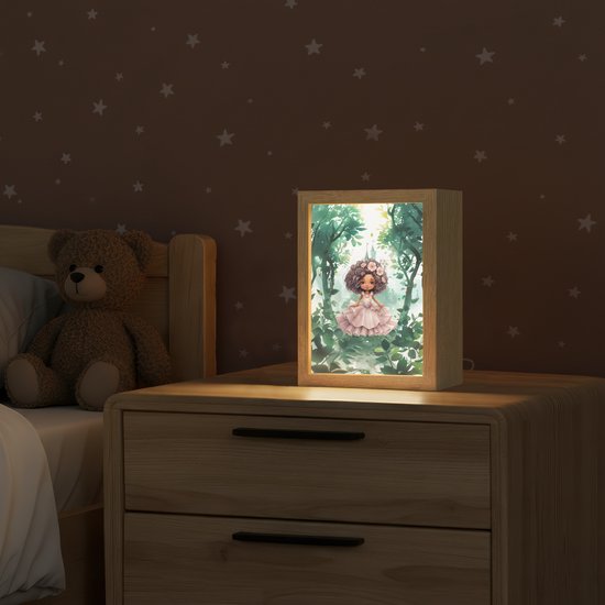 Nachtlampje 15x20 cm - Kinder lampje - Prinses - Meisje - Kasteel - Sprookjes - Roze - Tafellamp kinderkamer - Slaapkamer lamp - Bedlamp kinderen - Kinderlampje stopcontact - Wandlamp babykamer - Nachtlampjes van Decopatent — afbeelding 2