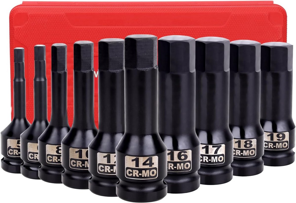10-delige Slagsleutelset Bitjes voor Schroeven en Moeren, 5 mm tot 19 mm