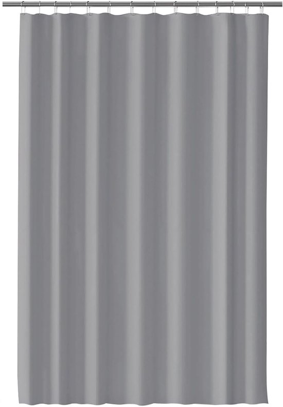MIULEE Linnen douchegordijn van 180 x 210 cm, lichtbeige, waterdicht, luxueus douchegordijn in polyester, voor hotel, van wasbare stof, antischimmel, met 12 douchegordijnringen