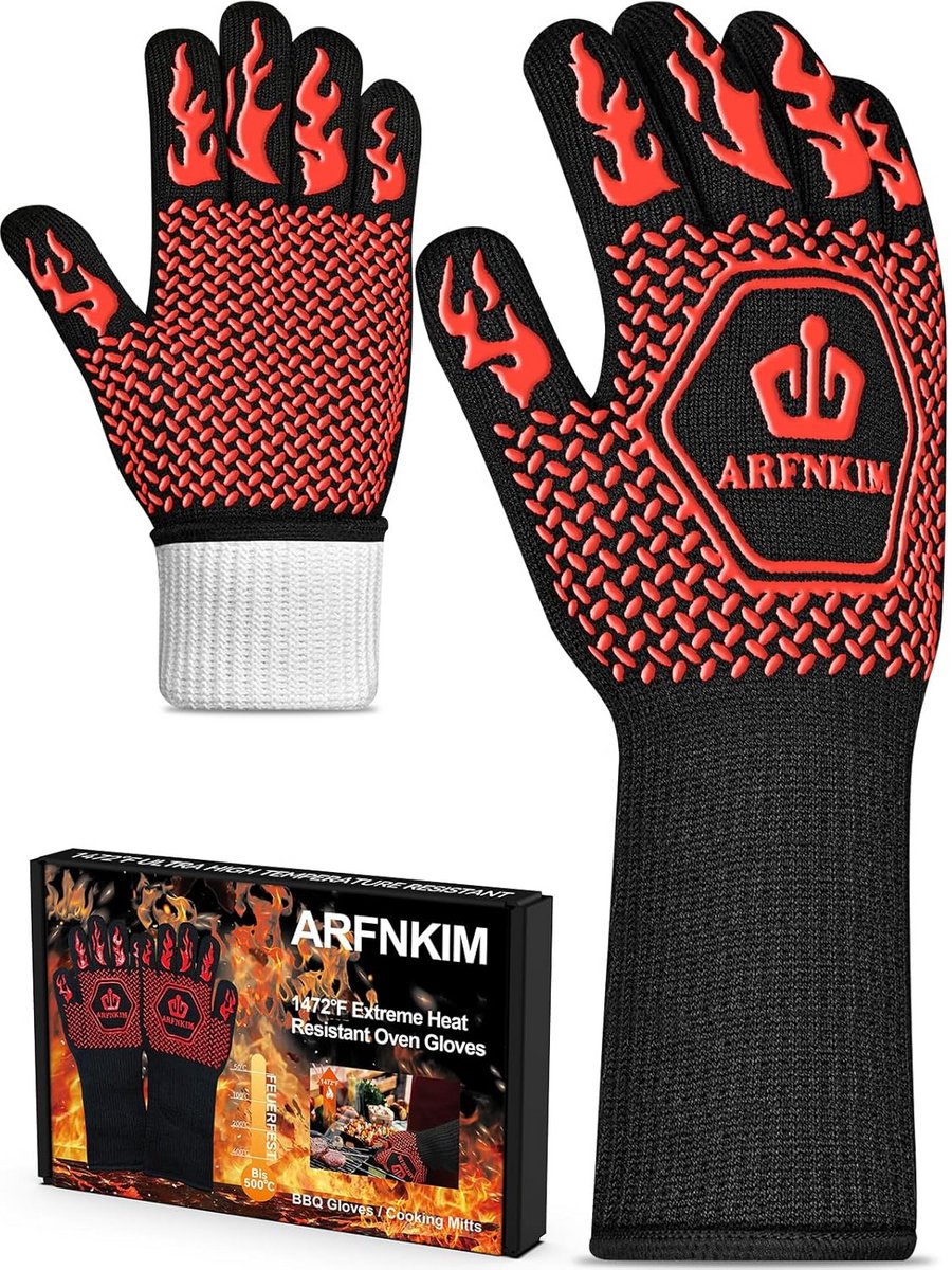 Hittebestendige Barbecuehandschoenen tot 800 °C - Antislip Ovenhandschoenen