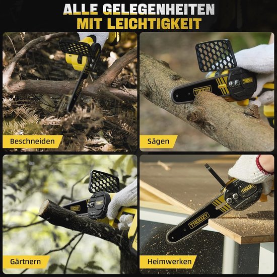 Accukettingzaag met borstelloze motor en lange batterijduur, elektrische handzaag voor hout en takken van Merkloos	 — afbeelding 4