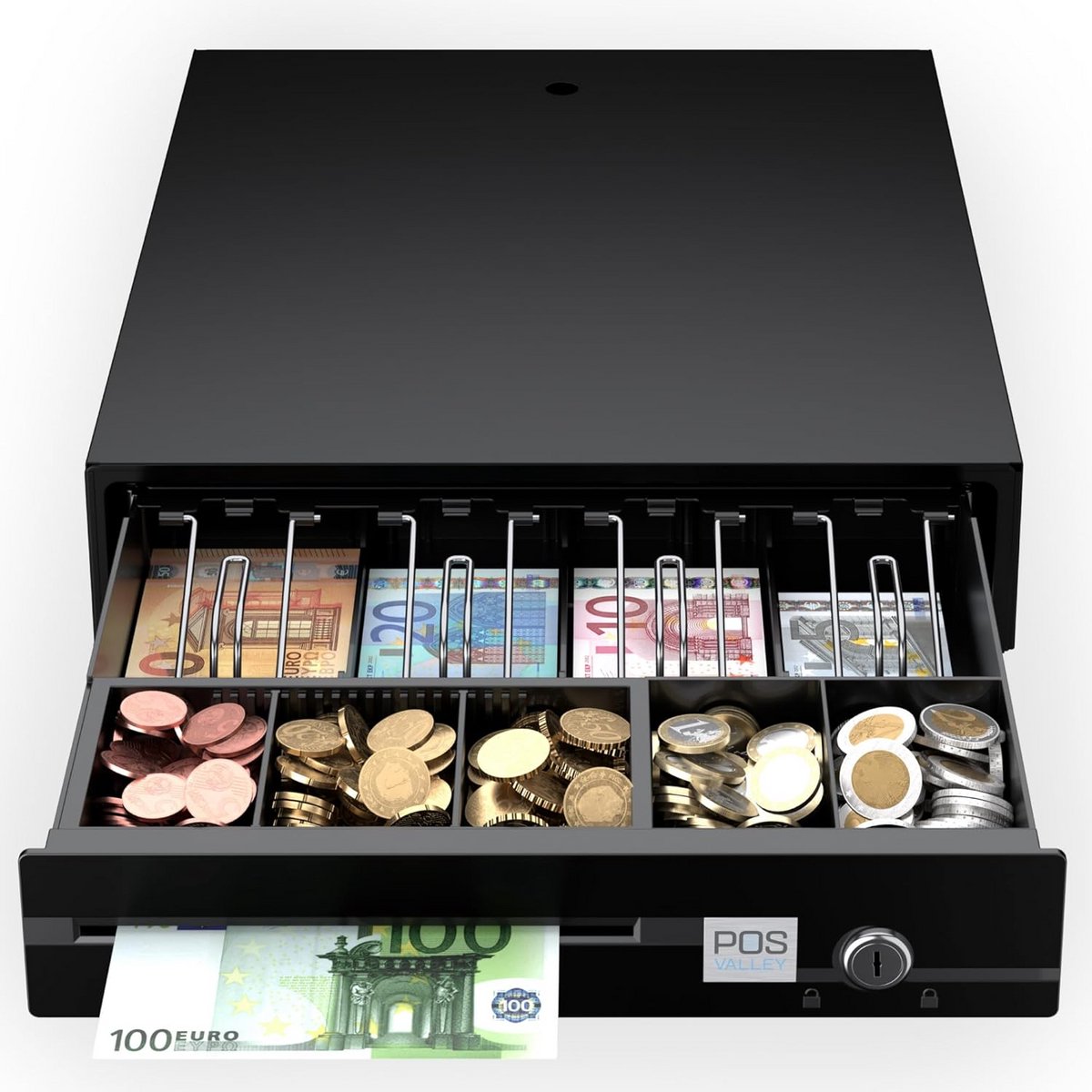 Kassalade 33x37 cm Zwart met Elektrische Opening 12V/24V en Cilinderslot