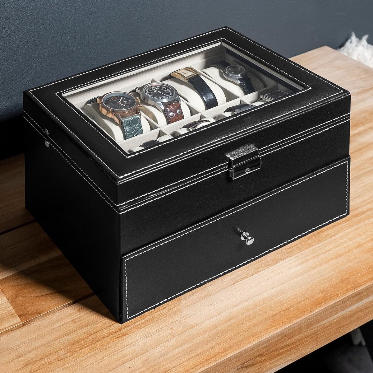 Luxe Horlogedoos voor 20 Horloges en Sieraden met Zichtvenster