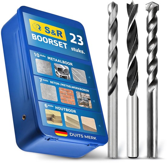 23-delige boorset voor hout, metaal en steen, veelzijdige mix voor ...