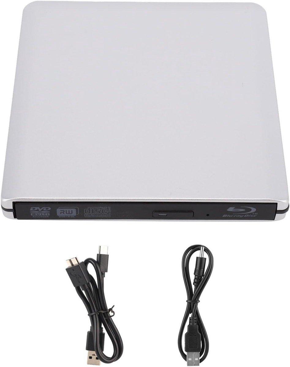 Allecta - Externe Blu-Ray USB 3.0 Drive voor Laptop, PC en Mobiel - Slank en Draagbaar - Optische Writer met DVD CD BD Recorder