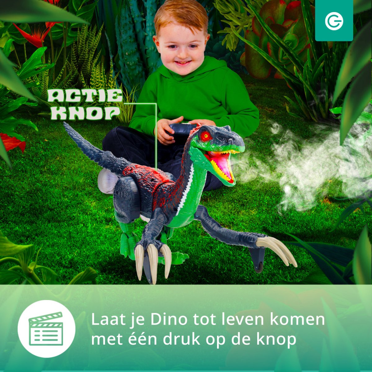 Silvergear RC Dino - Rook, Licht & Geluid - Afstandbestuurbaar Interactief Dinosaurus Speelgoed - Bestuurbare Auto - Jurassic Dieren - Dino Spel - Dinosaurussen Speelfiguren - Therizinosaurus - Cadeau voor Jongens en Meisjes - Groen — afbeelding 6