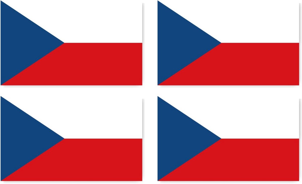 Vlag Sticker Tsjechië (CZ) - 50x30 mm - Set van 10 - Voor Auto, Laptop, Koffer en Meer