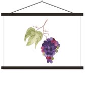 Porte-affiche avec affiche - Affiche scolaire - Raisins - Feuilles - Aquarelle - 60x40 cm - Lattes noires