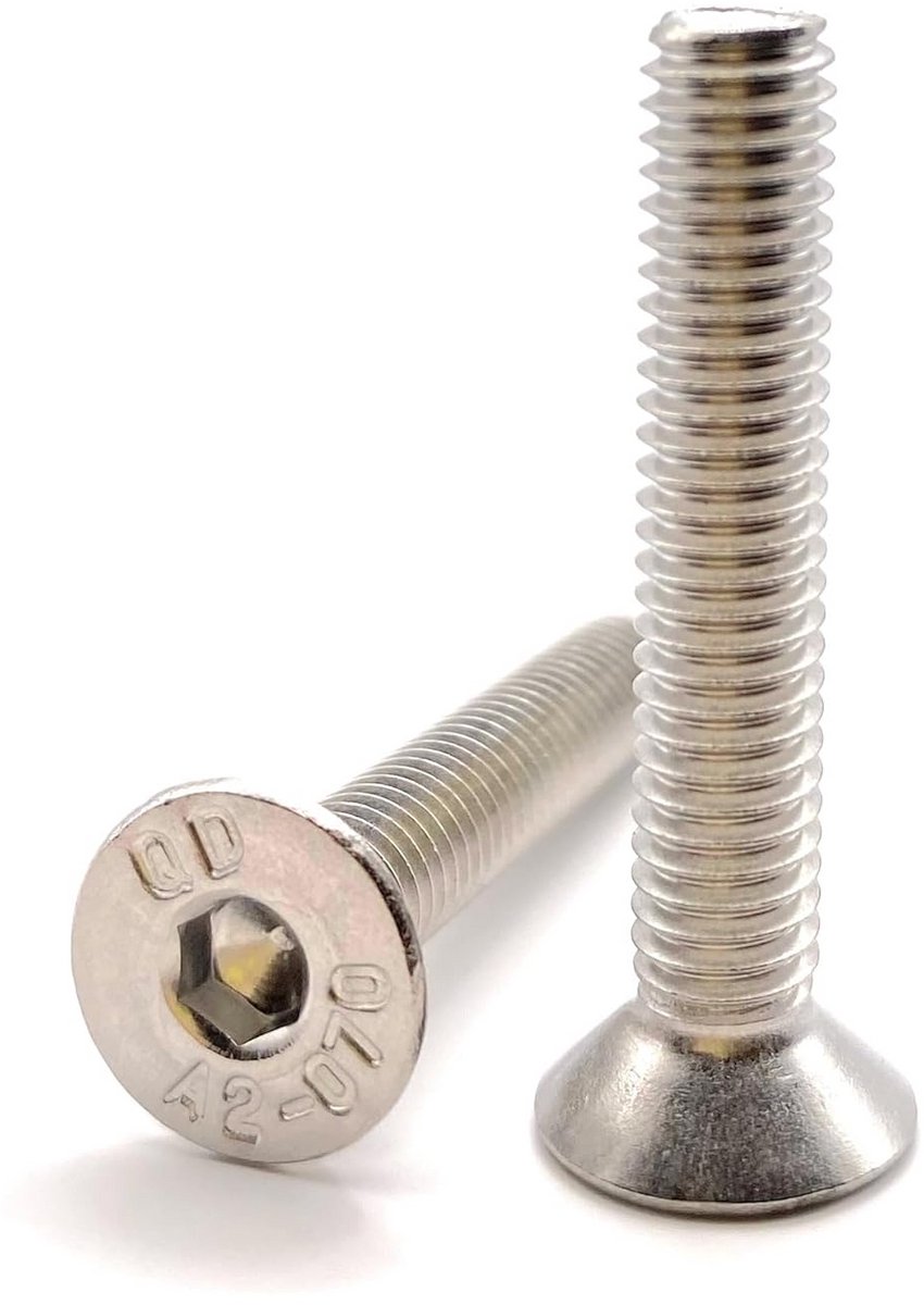 RVS Schroeven M6 x 35mm Verzonken Kop Inbus (ISO 10642) - 10 Stuks