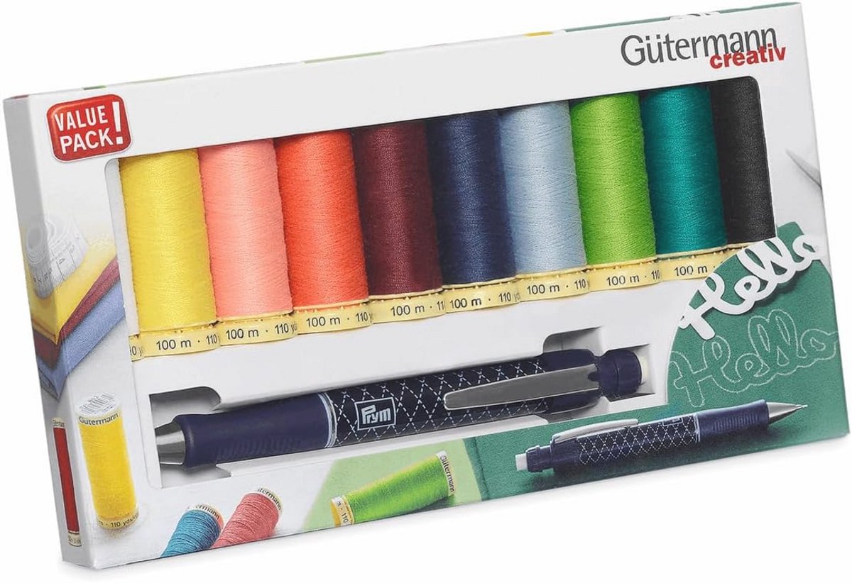 Allesnaaigaren Set met 10 Spoelen en Extra Fijn Patroonpotlood