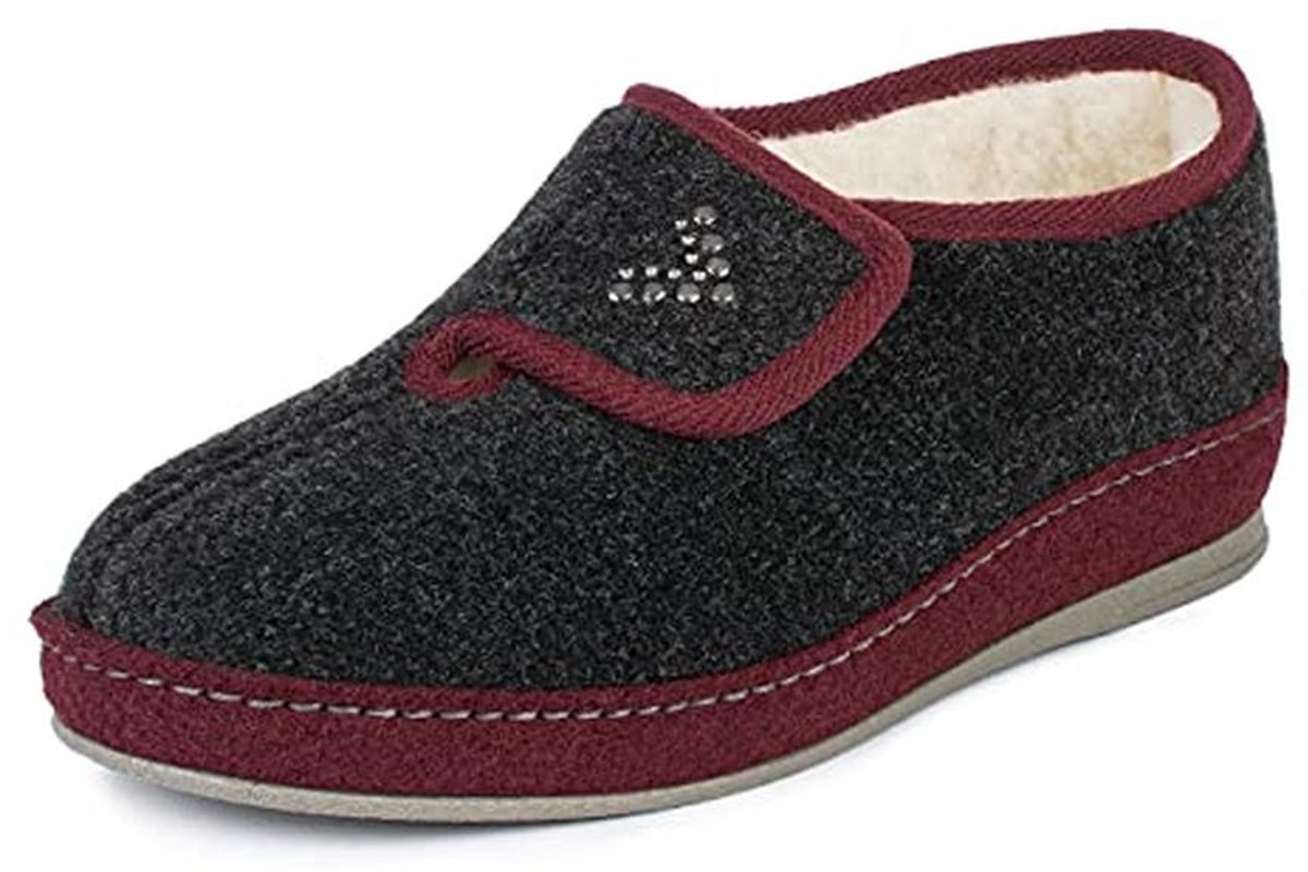 Dames Vilten Pantoffels - Warm Gevoerd, Antislip, Klittenbandsluiting