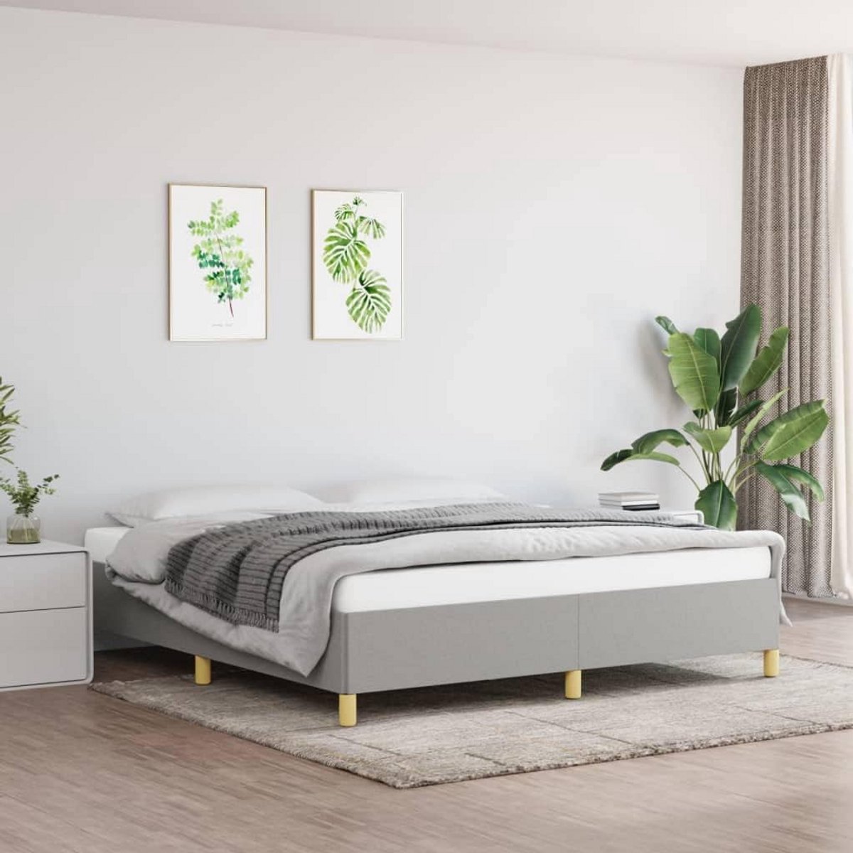 Stalen Bedframe met Lattenbodem Lichtgrijs 160x200 cm Tweepersoons