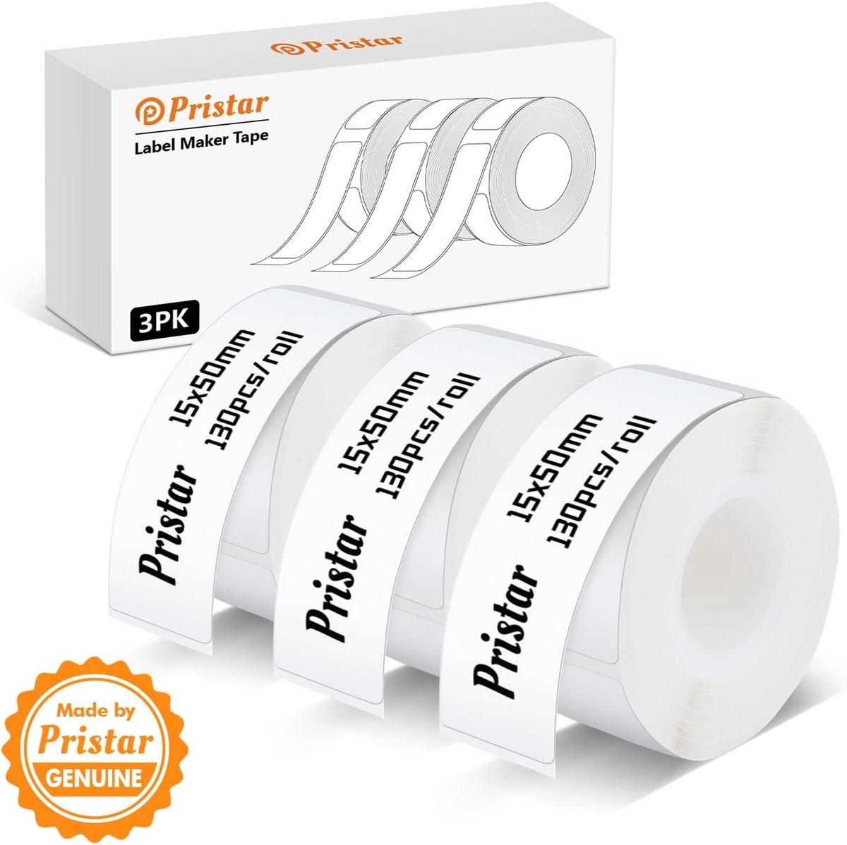 Zelfklevende Thermoband Etiketten 15 mm x 50 mm - 3 Rollen voor Labelprinters, Geschikt voor Thuis, Kantoor en School