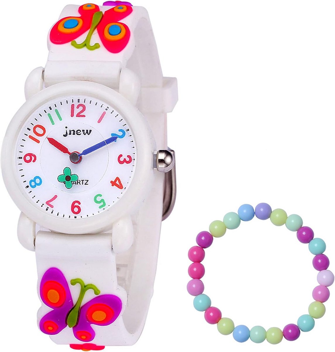 Analoge Kinderhorloge voor Meisjes van 3-10 jaar met Siliconen Band