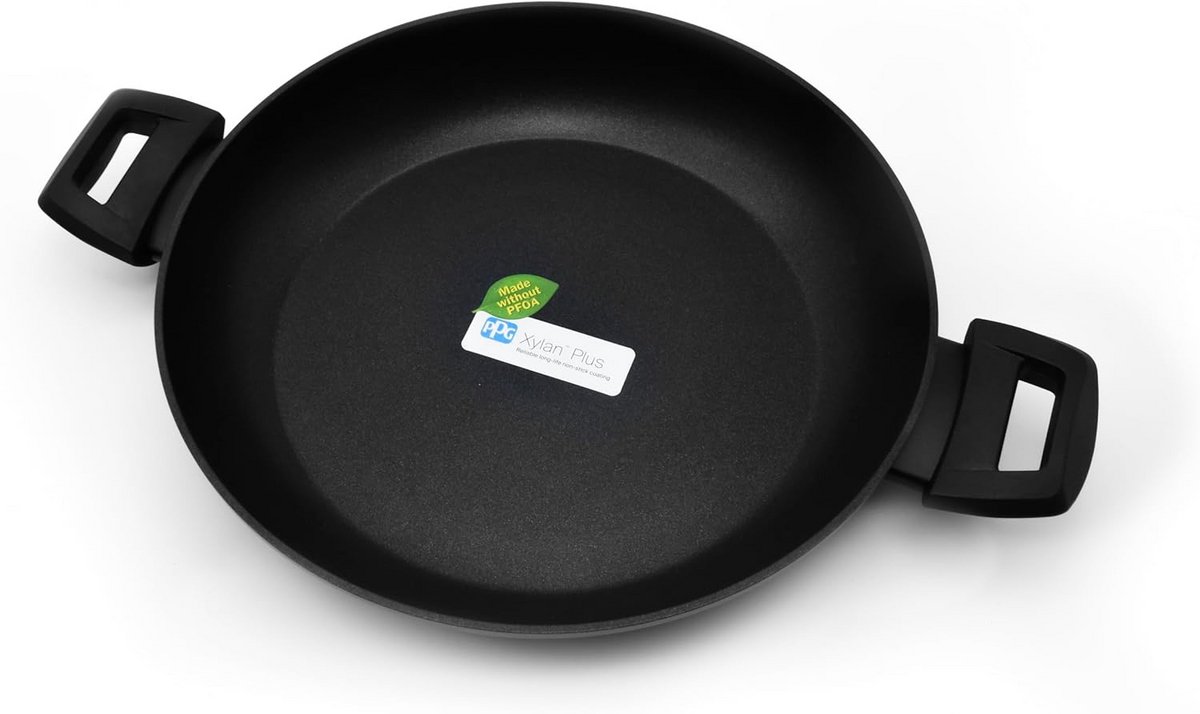 Inductiekookpan 24 cm - Anti-aanbakpan met 2 Handgrepen - Hoge Dikte - Zwart