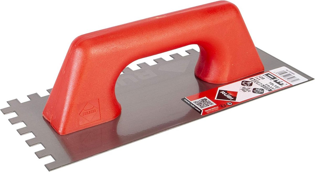 Stalen kam met plastic handvat voor tegellijm, 28 cm