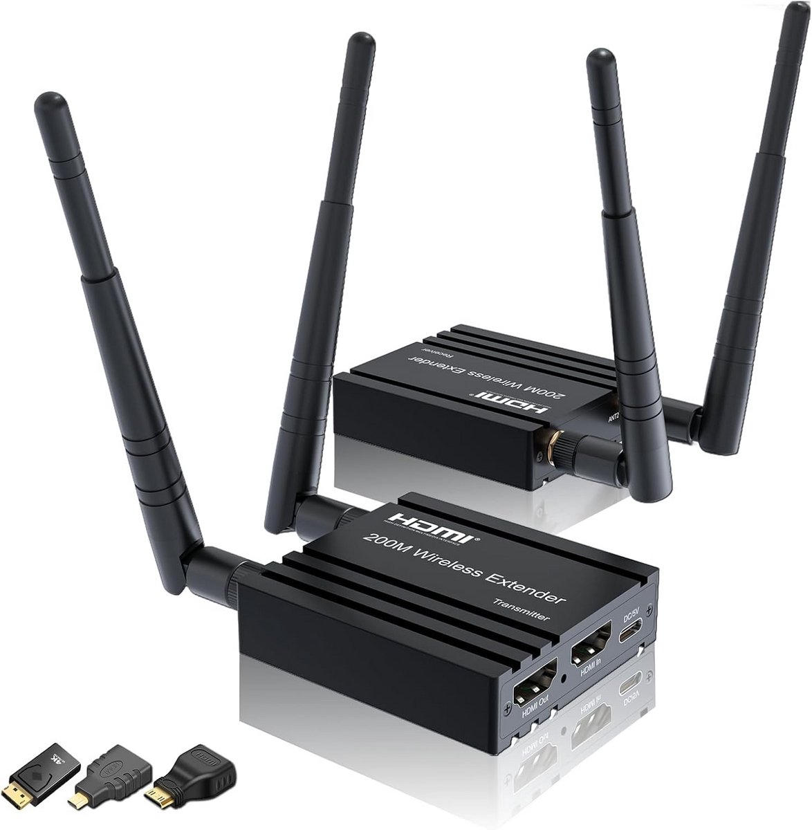 Draadloze HDMI Zender en Ontvanger 4K met Lange Bereik tot 200M - Plug & Play voor PC, Laptop, TV naar Monitor/Projector