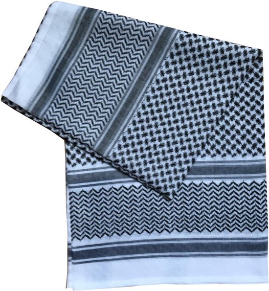 blntackle76 Doek, grote Shemagh-sjaal, Arabische militair, tactische woestijnsjaal, Pali-doek, 110 x 110 cm, 100% katoen, voor mannen en vrouwen, blauw/wit, Eén maat