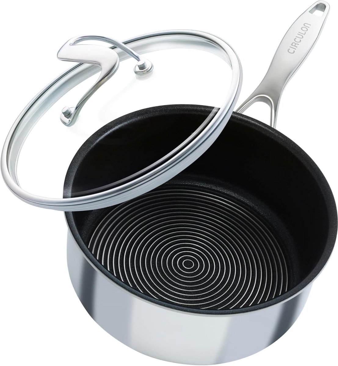 Roestvrijstalen Steelpan 18 cm met Hybride Antiaanbaklaag en Deksel