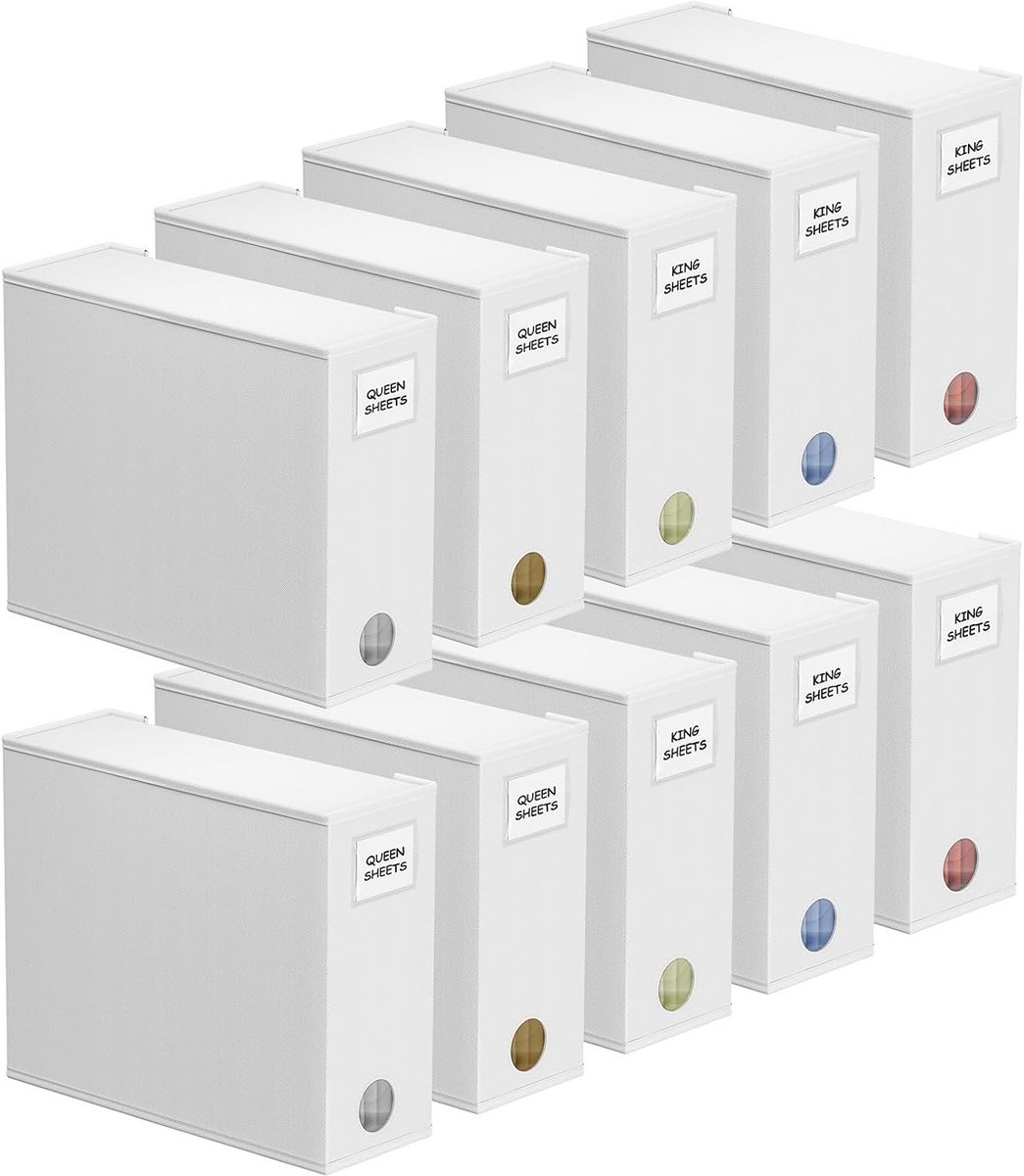 Set van 10 beddenlakenorganizers - opvouwbare opslag voor linnenkast